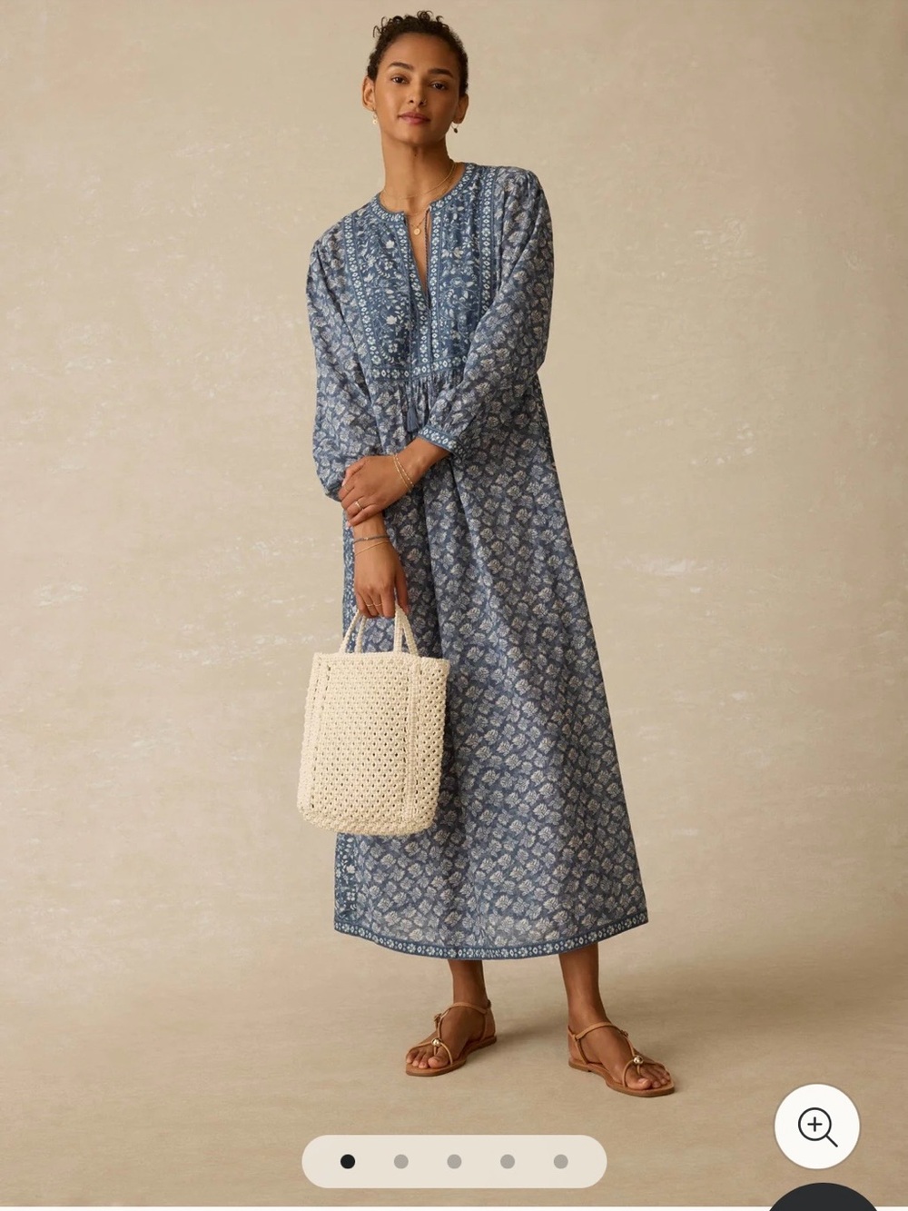 Faherty Indigo Printed Maxi Dress